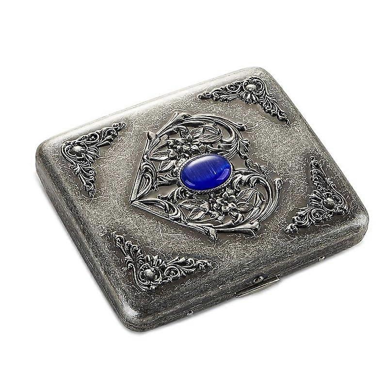 Vintage Metall Material Zigarettenetui, dreidimensional geprägtes Imitation Smaragd Metallgehäuse