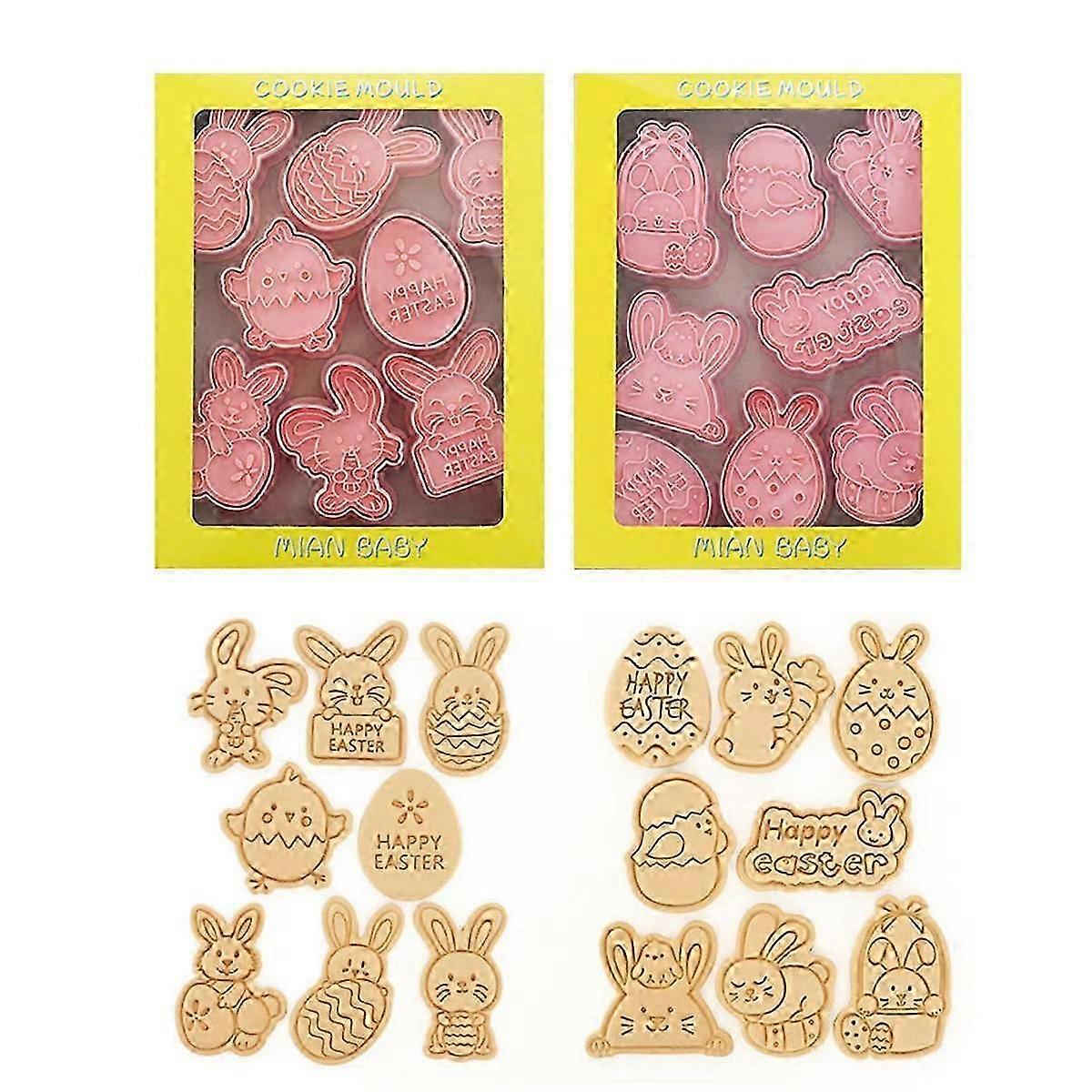 16PCS Easter Cookie Cutter Mold Easter Eggs Rabbit Chick Biscuit Fondant Mould for Easter Party Cak