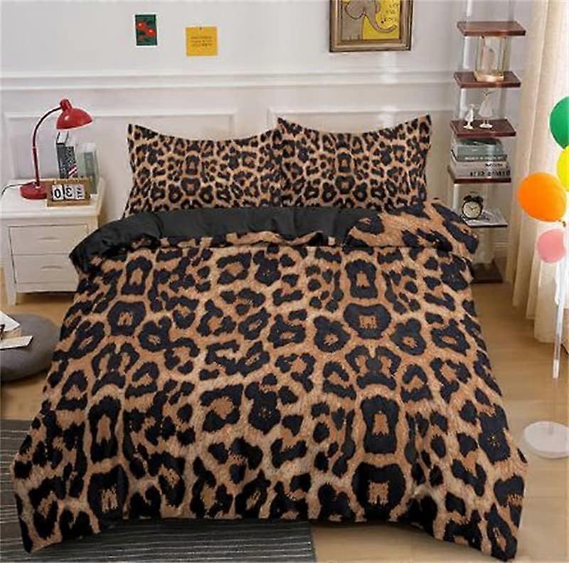 Animal Leopard Print Cheetah Duvet Cover Set Mottled Pattern Jaguar Leopard Bedding Set