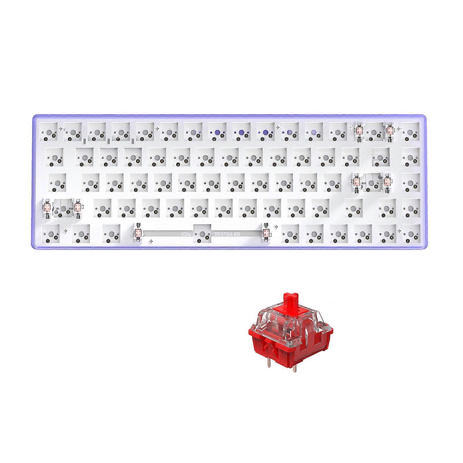 TESTER68 Customized Mechanical Keyboard Kit Hot-swappable Shaft Base Axis 2.4G Bluetooth-compatible Wireless Keypad  Purple