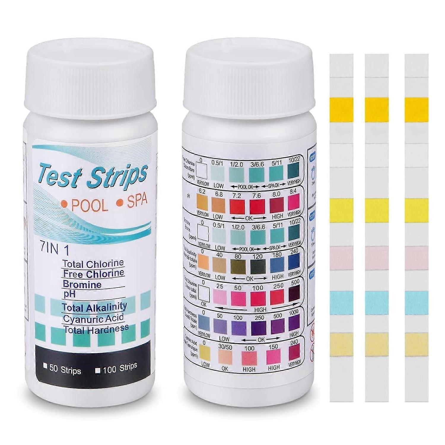7 in 1 Test Strips Pool pH and Chlorine Pack of 100 Ref: 1099