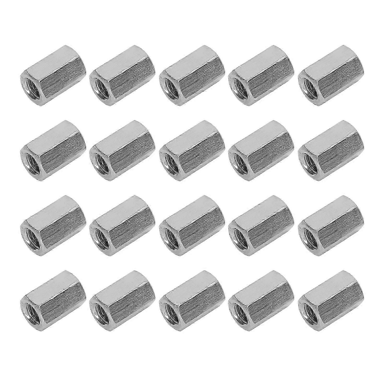 20PCS Hex Coupling Nuts 304 Stainless Steel Thread Rod Connection Nut for Bolts Studs Screws