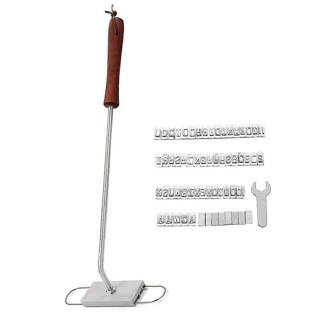 BBQ Branding Iron Stamp Grill Tool with 55 Changeable Letters for Custom Meat Steak Name Pressing