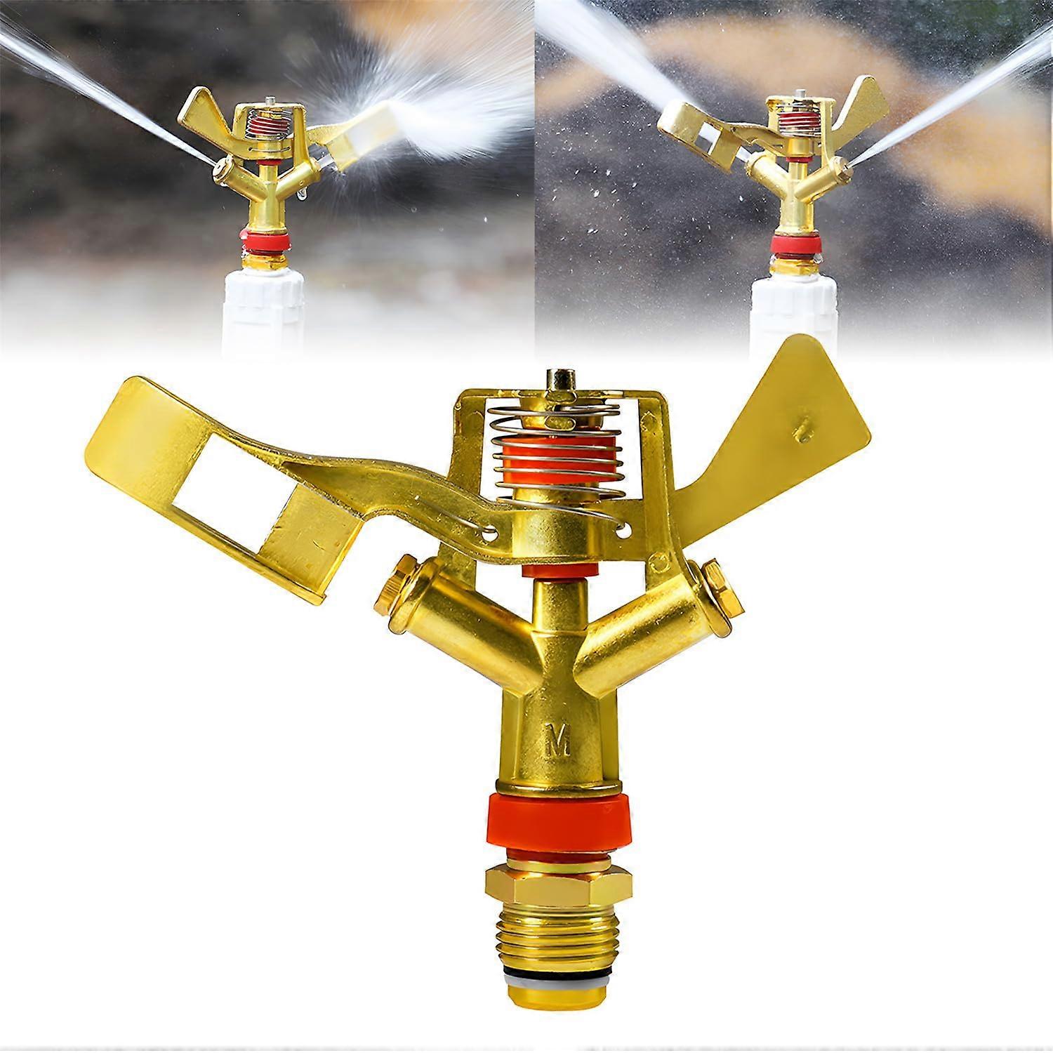 1/2 Inch Adjustable Impact Sprinkler with 360 Degree Rotation - Zinc Alloy Lawn Watering Sprinkler for Grass and Garden