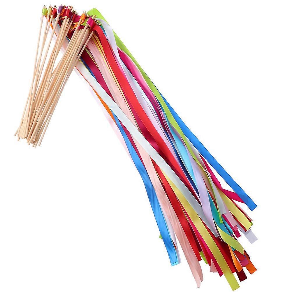 20pcs Mixed Color Fairy Wands with Bells Wedding Streamers for Celebrations, Parties, Ceremonies, and Festive Events