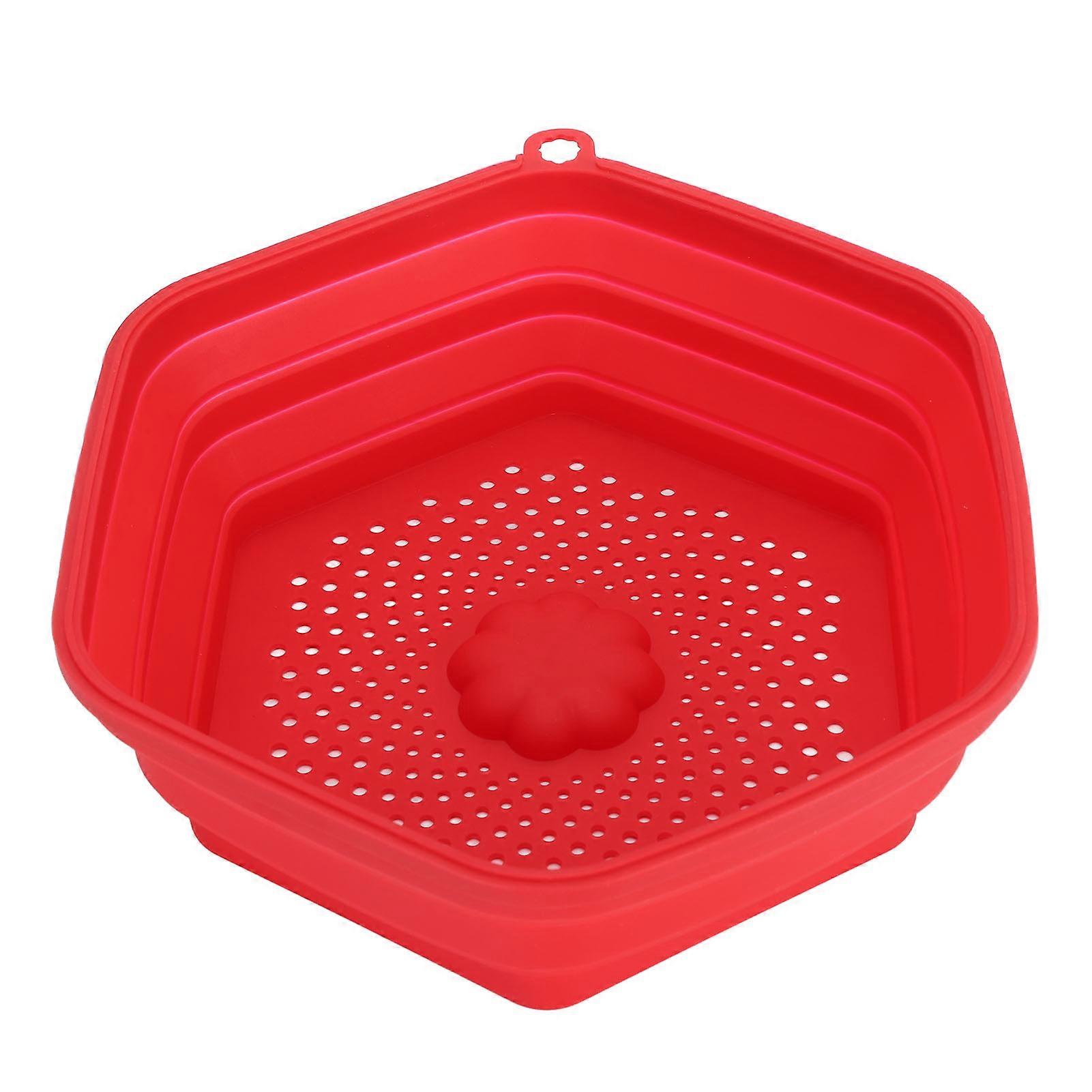 Red Collapsible Silicone Microwave Splatter Cover for Kitchen