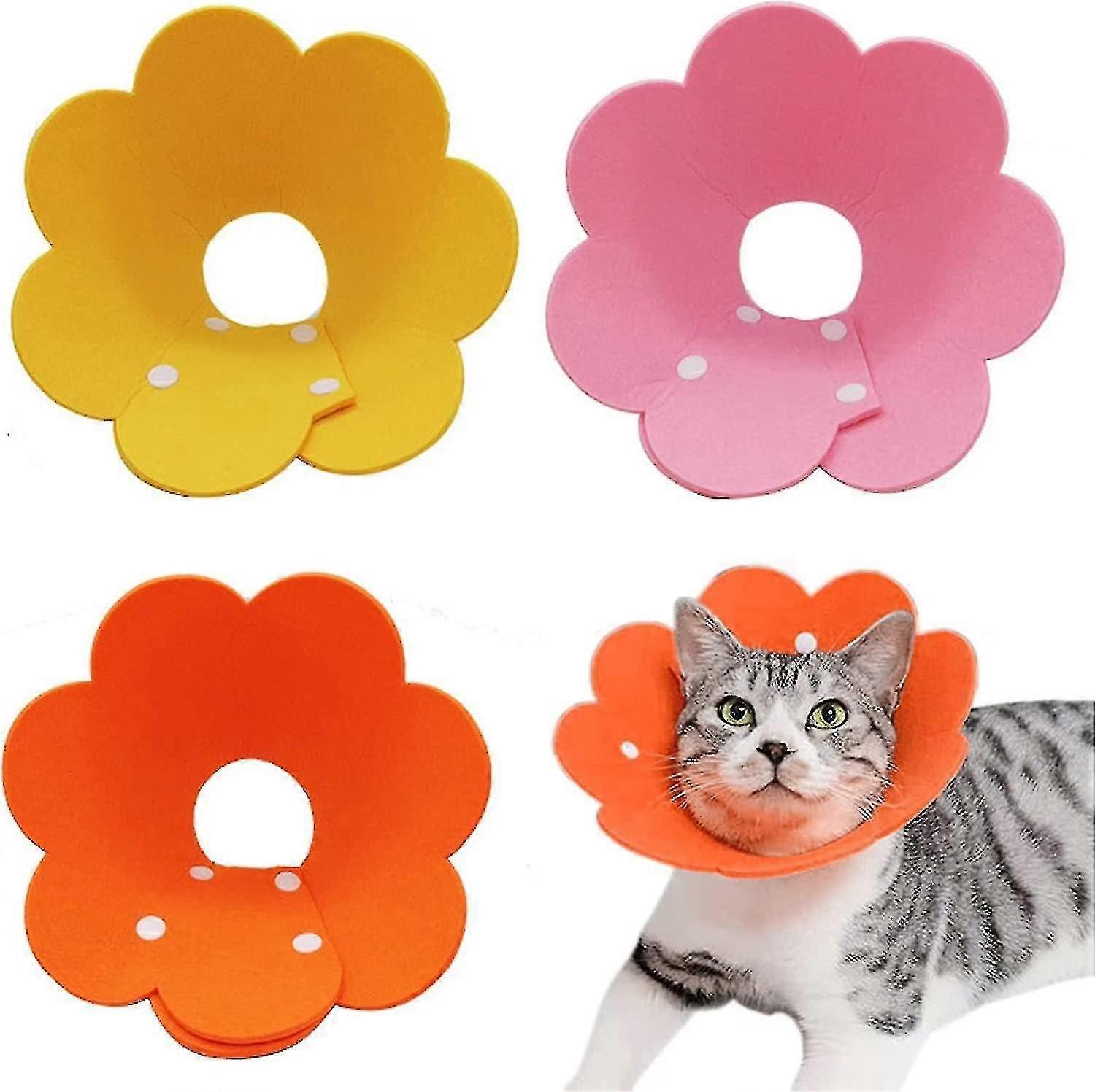 3pcs Cat Recovery Collar Cat Protection Collar Cones For Cats Sunflower Neck Cat Cone Anti-licking Recovery Collar To Prevent From Biting Scratching(p
