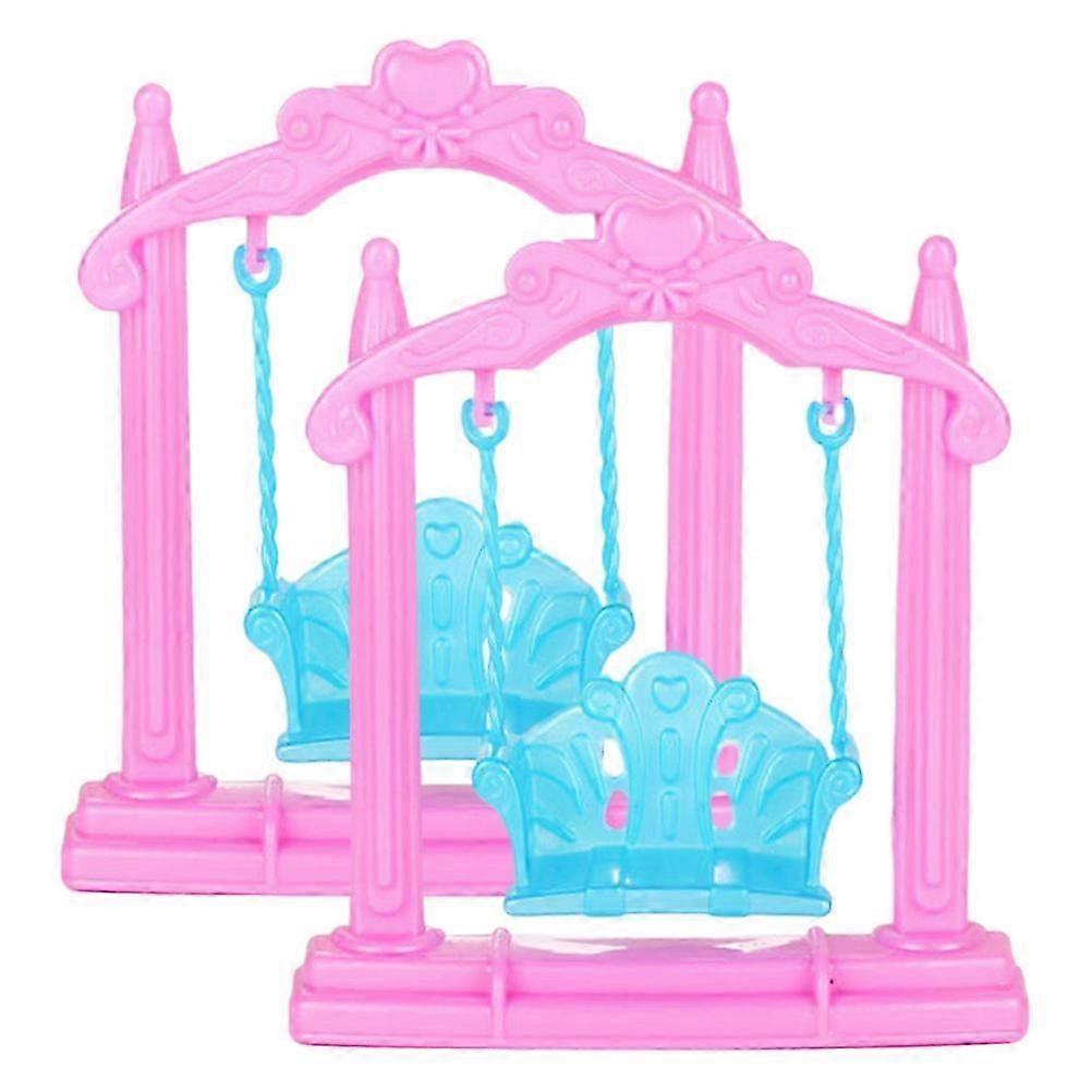 2pcs Mini Doll Swing Plastic Doll Swing Figurine Doll House Swing Prop Tiny House Furniture