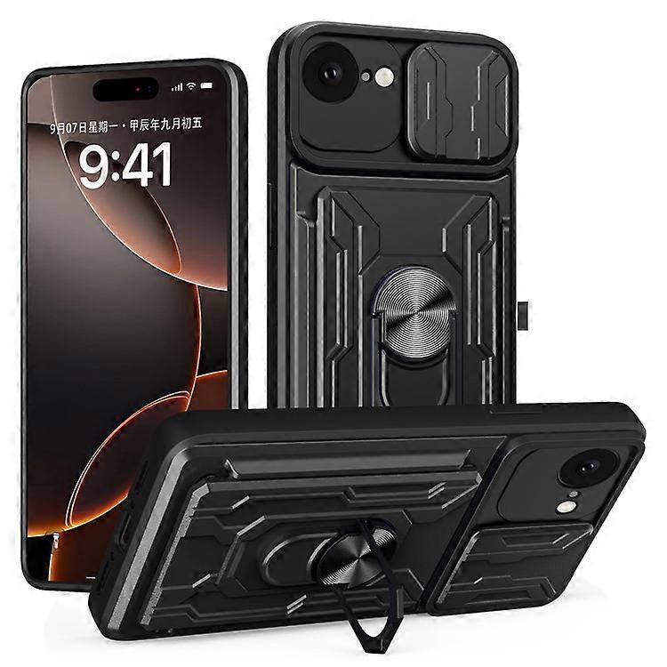 Compatible For iPhone 16e Case PC + TPU Kickstand Phone Back Cover with Camera Slider