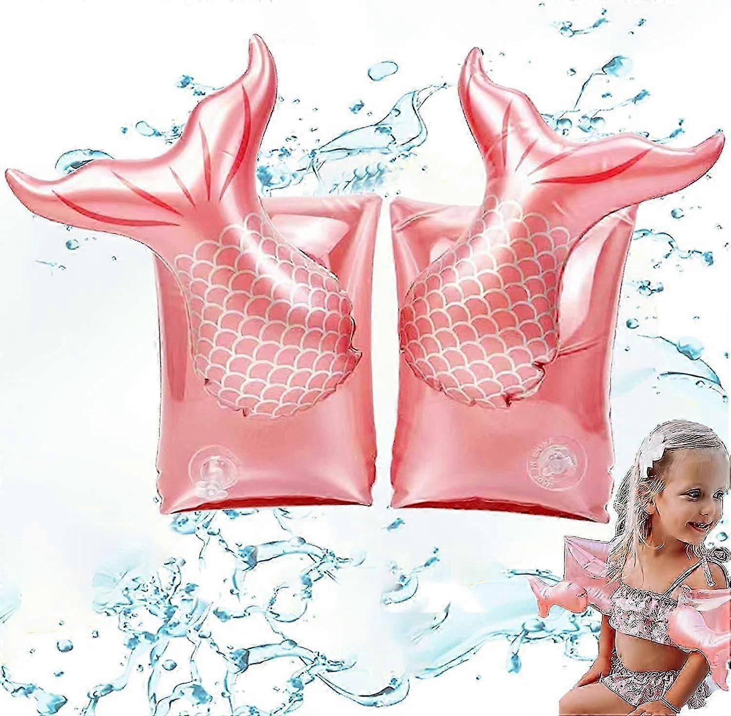 Un brassard de natation pour enfants, des aides à la flottabilité pour enfants, un joli tube de natation de bande de natation de dessin animé. (Mermaid Water Sleeves, A Pair)