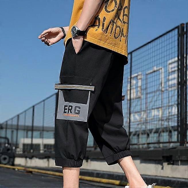 Oversized Men's Cropped Pants Summer Multi-pocket Camo Casual Shorts Hip Pop Length Pant Men Cargo Pants