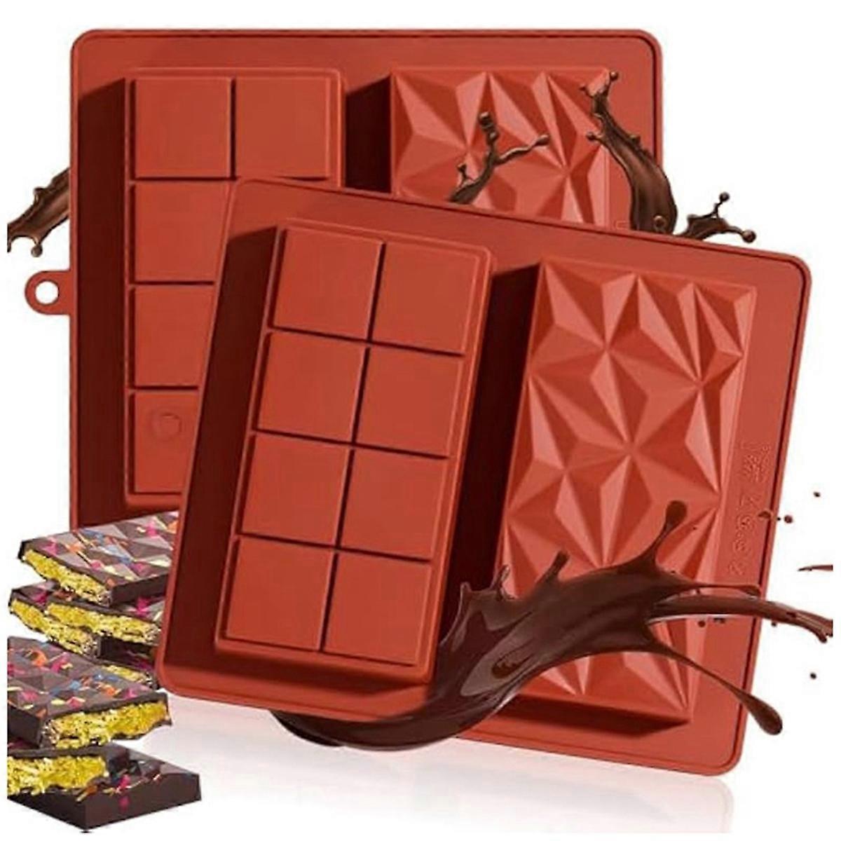 2pcs Silicone Chocolate Bar Mold Chocolate Bar Mold for Stuffed Bar,Candy Bar Mold for Filling Pist