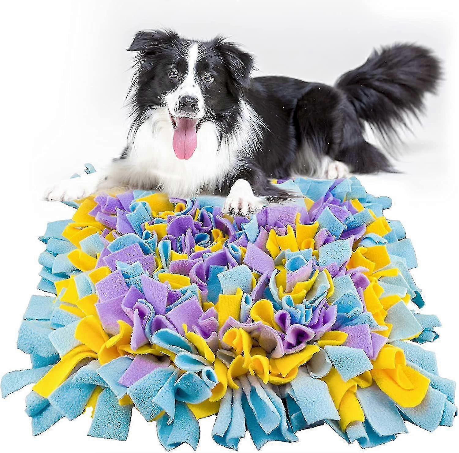 Dog Snuffle Mat for Various Breeds, Interactive Feeding Puzzle for Dogs, Pet Enrichment Toy, Rabbit Snuffle Mat in Yellow, Blue, and Purple