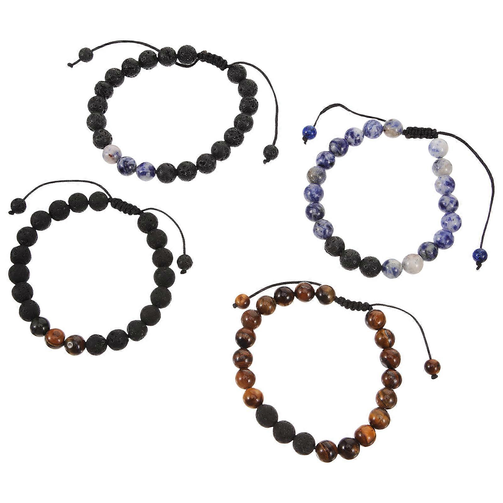 Chic Woven Bracelet Unisex Braided Bracelets for Men Women Assorted Color Round Shape Daily Wear 4Pcs