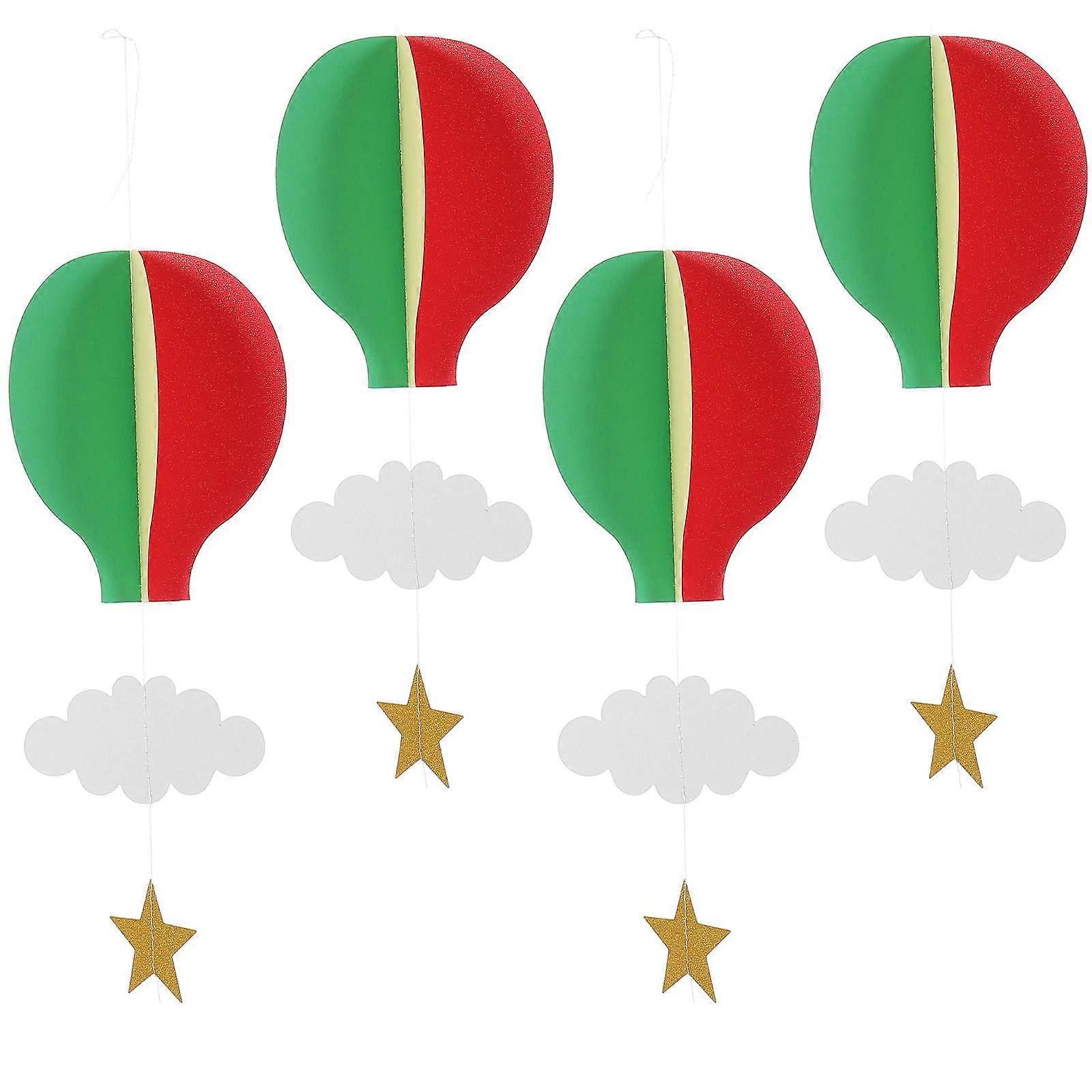 4pcs Hot Air Balloon, Cloud & Star Hanging Ornaments – Reusable Decorative Pendants for Birthday, Christmas & Home Garden Decoration