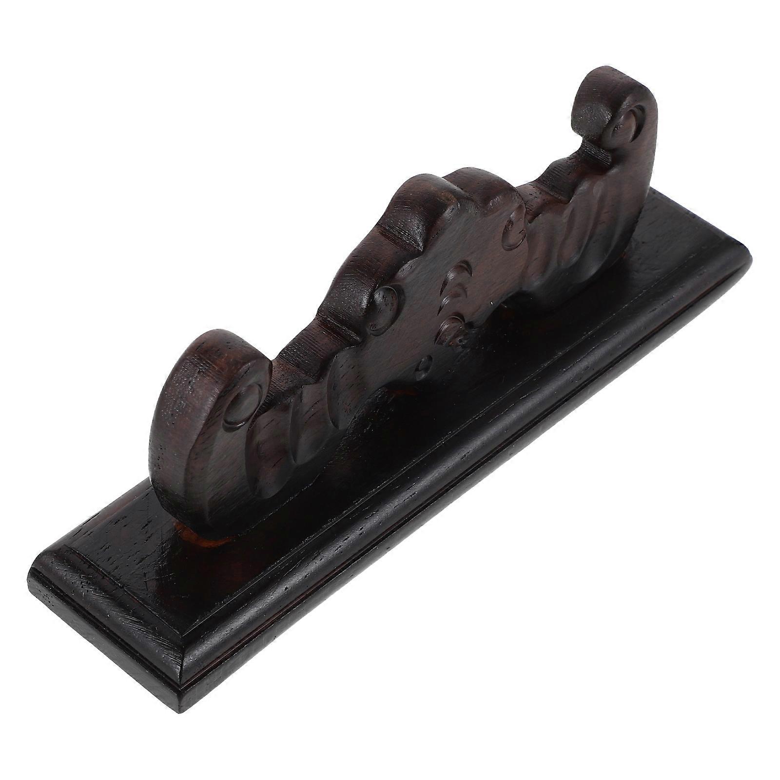 Wooden Desktop Flute Stand with Intricate Relief Design – Elegant Storage Holder for Bamboo Instruments and Daily Practice Organization