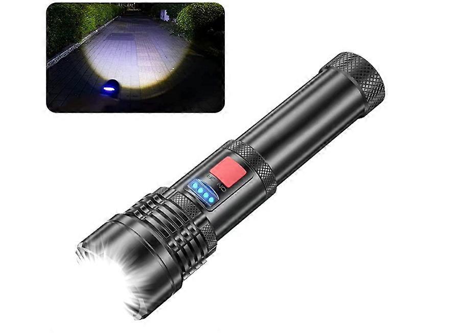 LED Torch 10000 Lumens, USB Rechargeable Flashlight Super Bright, Torches 5 Modes, IP67 Waterproof Tactical Torch Outdoor(Black)