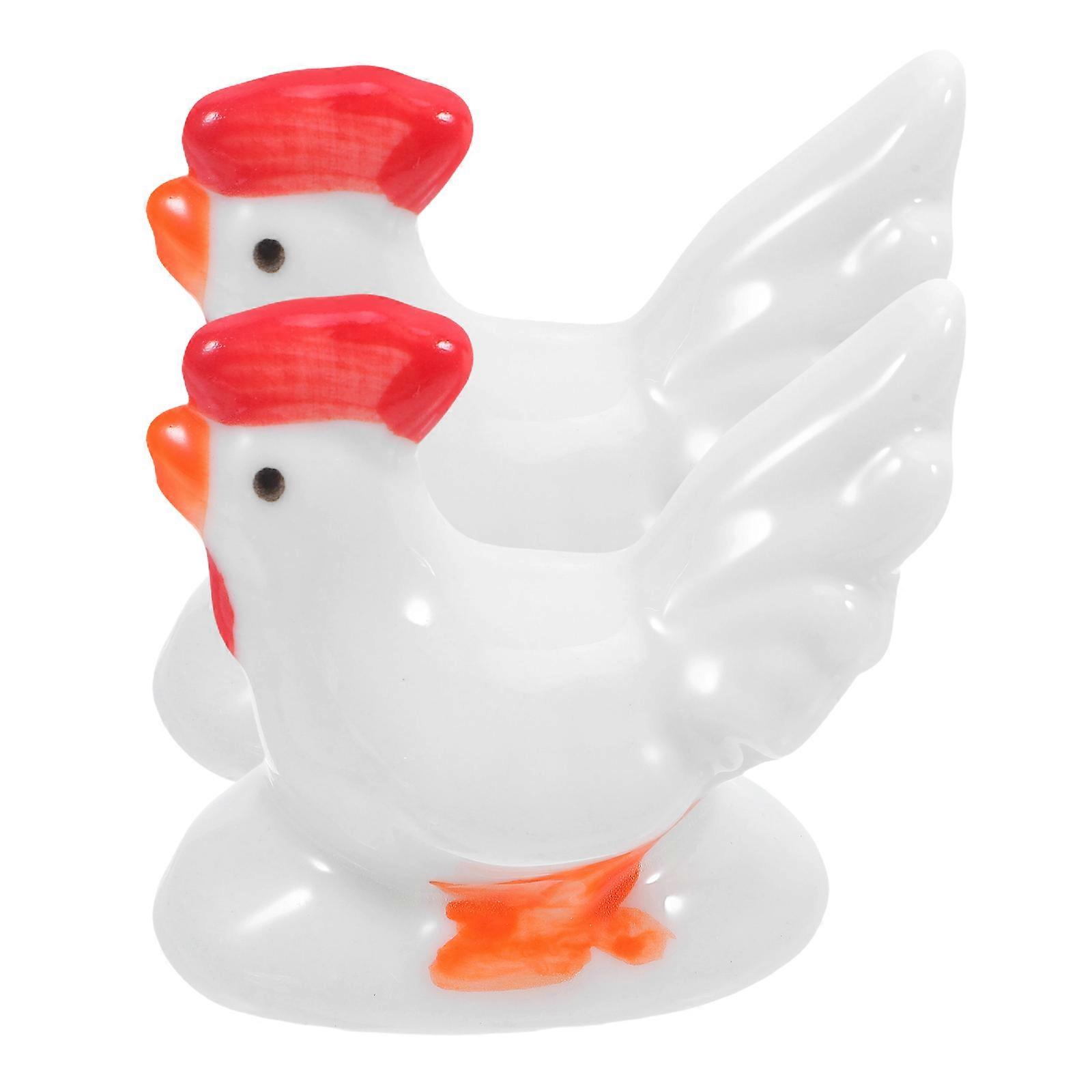 Ceramic Chopstick Rests Elegant Design Rooster Shape 2Pcs White Color For Keeping Table Clean During Mealtime Or Restaurant