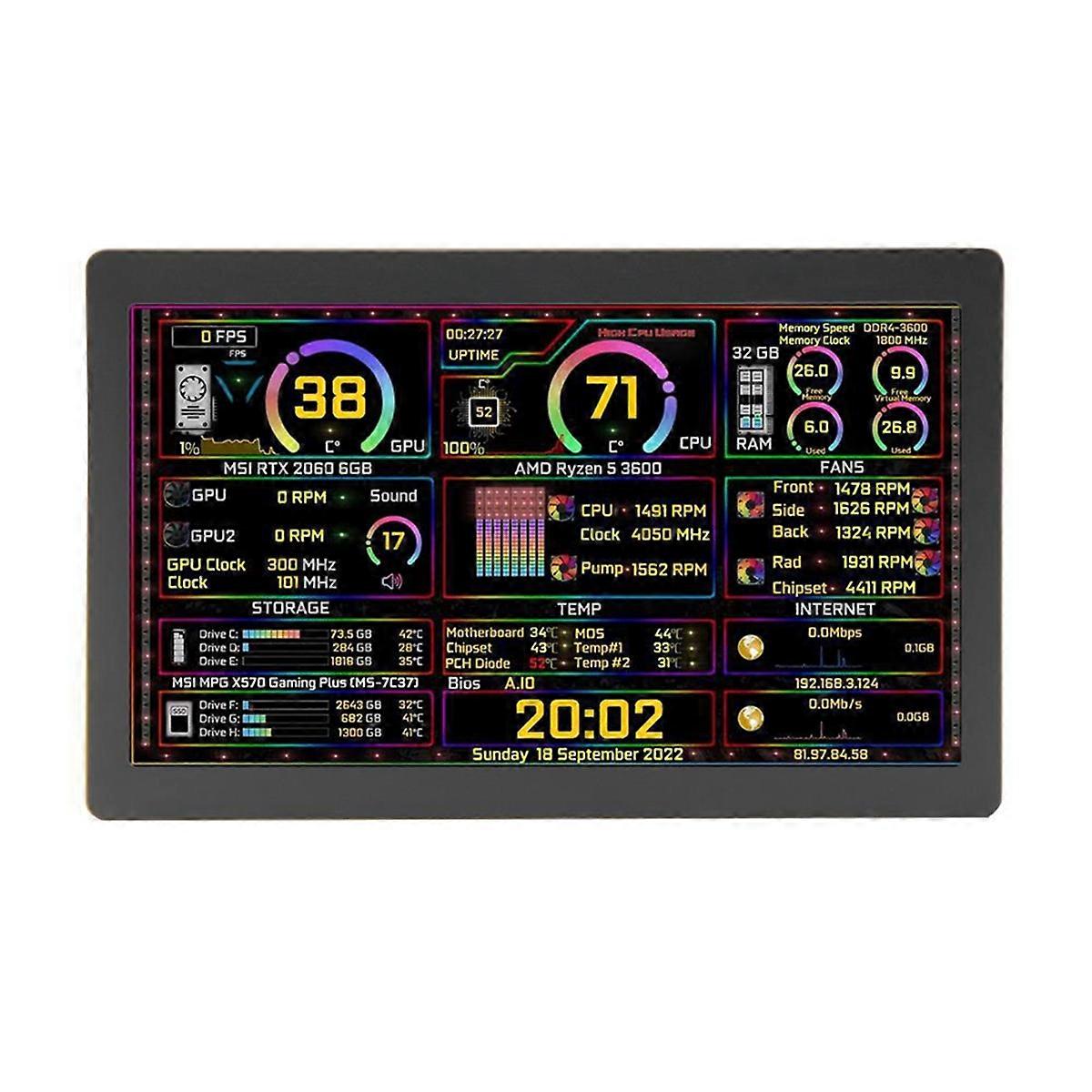 5-Zoll-IPS-Typ-C-Sekundärbildschirm Dynamisches 1024x600-LCD-Display CPU-GPU-RAM-Überwachung Unterstützung Vert