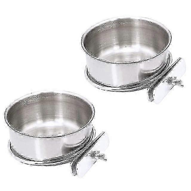 2 Pack Vogelkäfig Futter Wasserspender Papagei Futternapf Vogelfutterbecher für Käfig, Edelstahl Vogelfutterhalter Behälter für