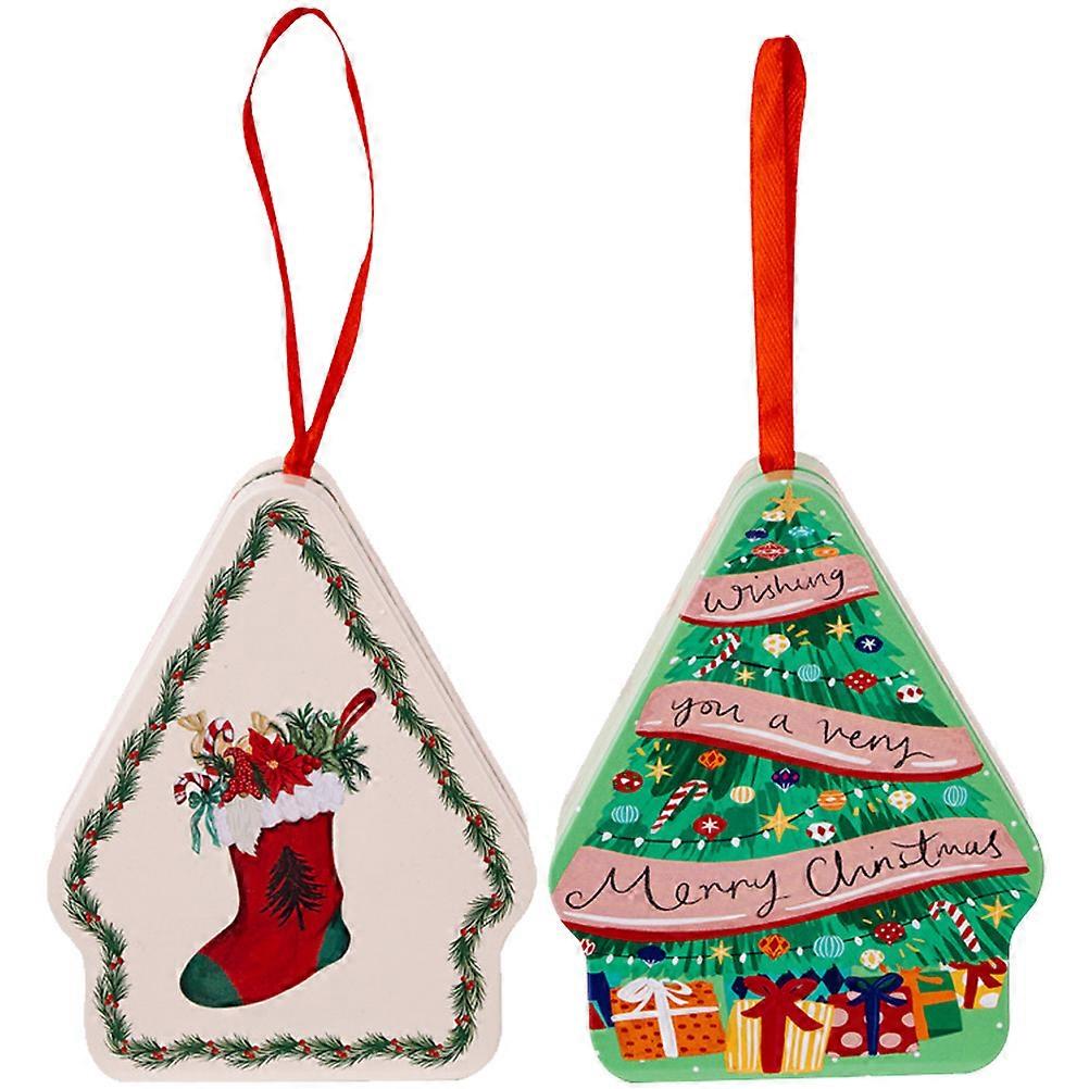 Unique Candy Case Tinplate Box Assorted Color 10X8X4CM Food Packaging present Wrapping Storage Christmas House Shape 2Pcs