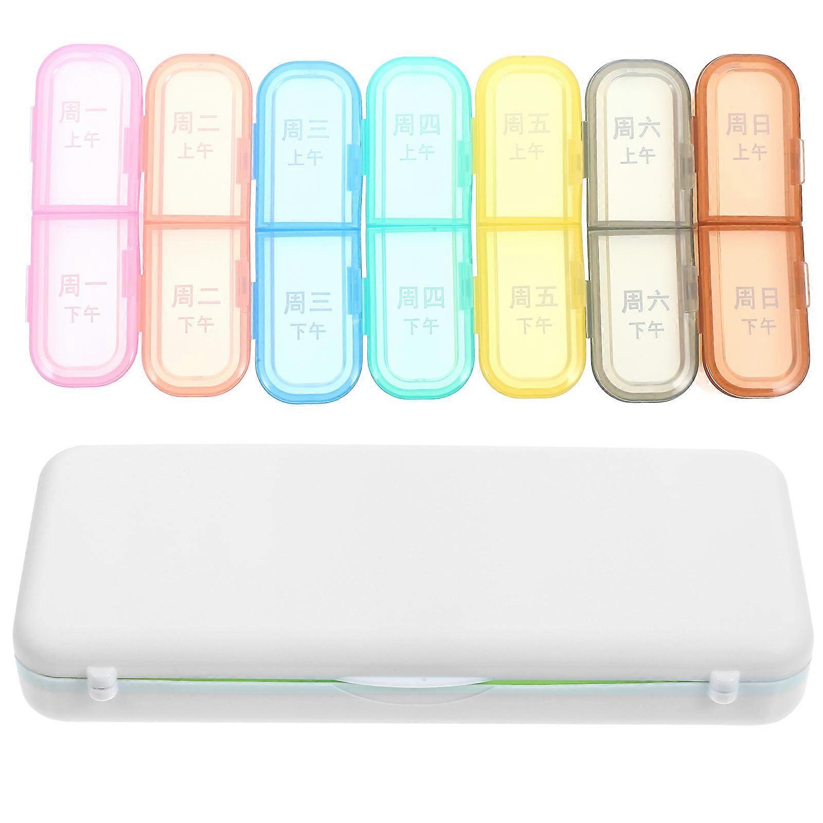 Organizer Case Portable Container Medicine Organizer Rectangular Shape Storage For Elders Daily Use 1Pcs
