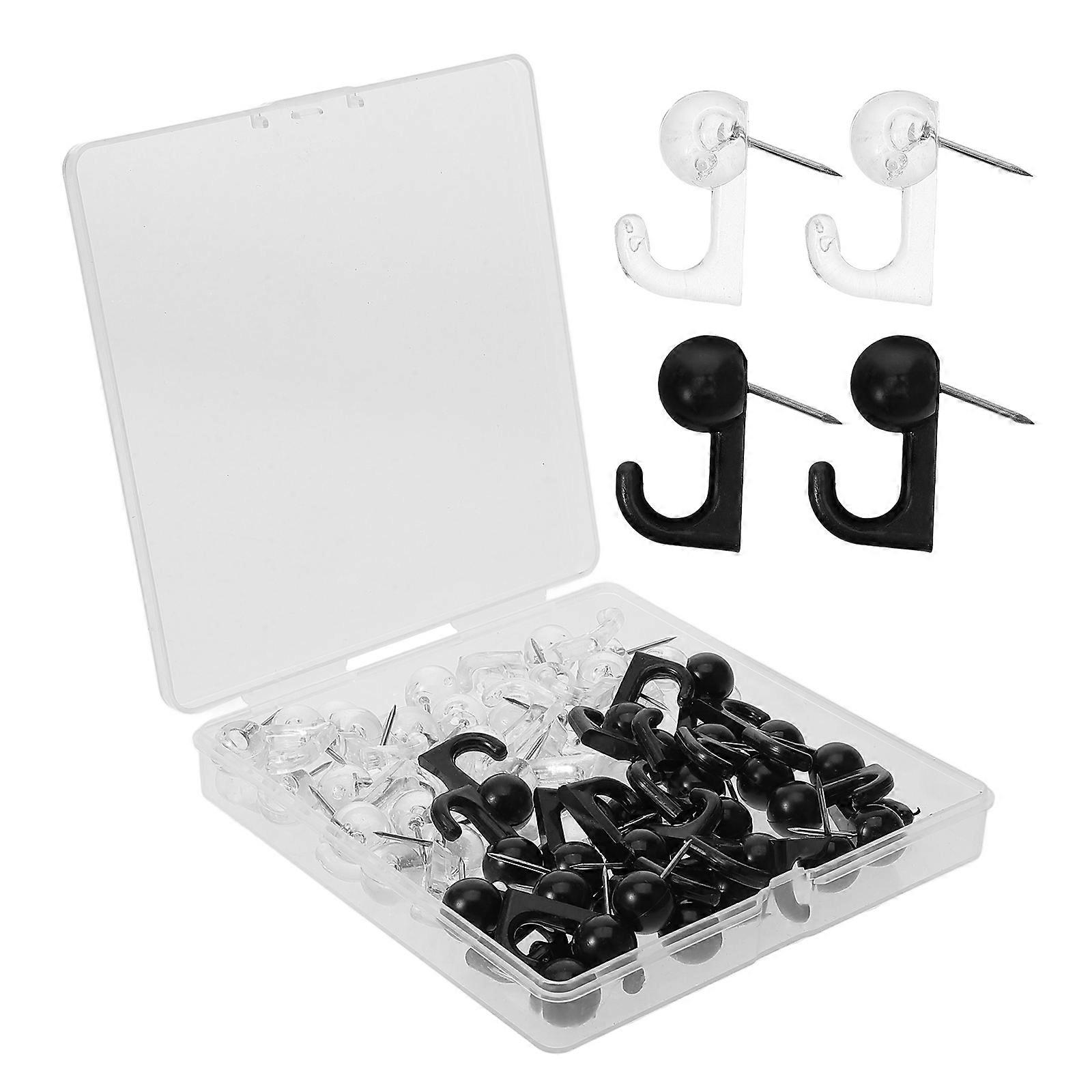 Thumb Tacks Hooks Photo Fixing Pushpins Bulletin Board Use Home Office Simple Design Plastic Metal Hook Shape 50Pcs