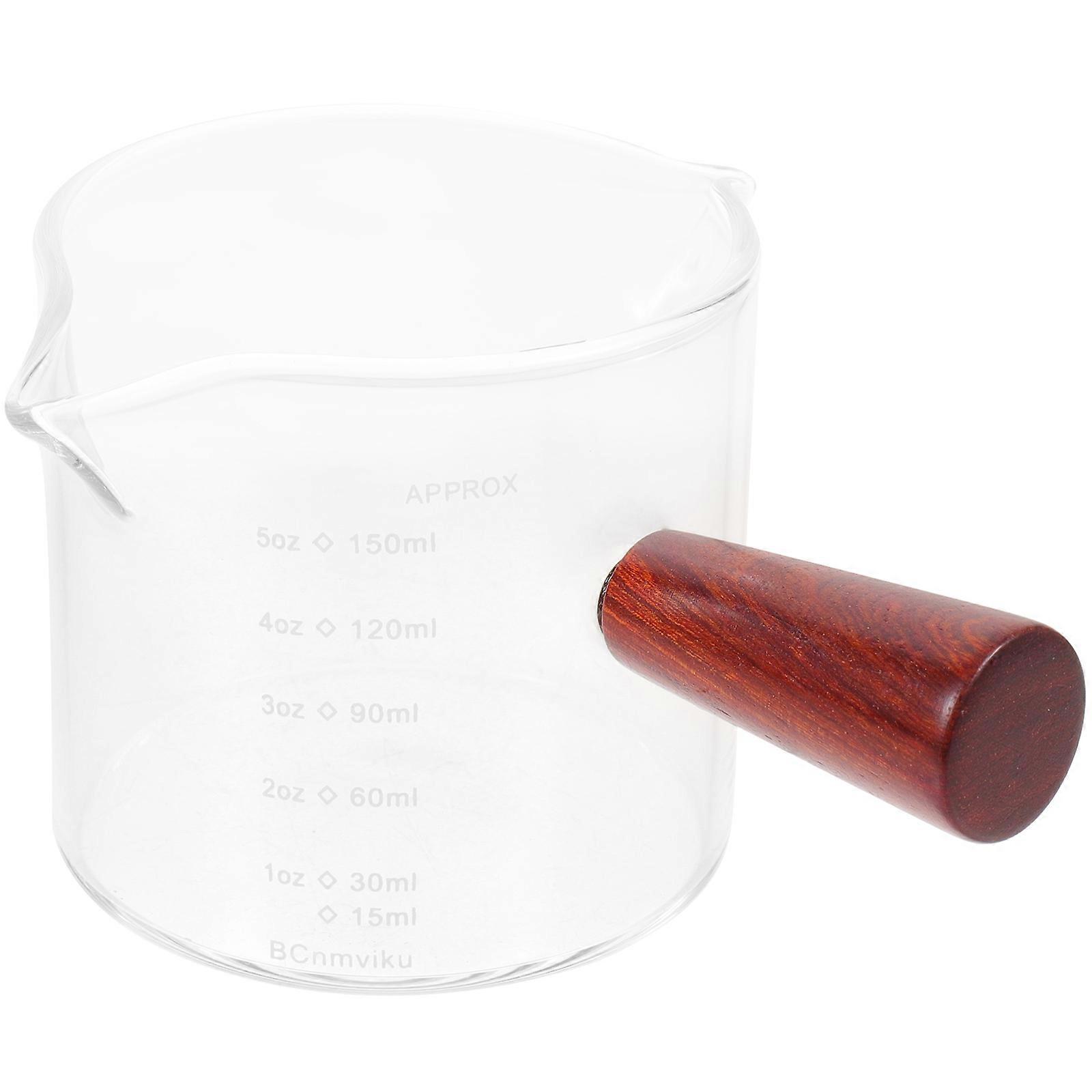 Wooden Handle Mug Simple Transparent Design Glass Milk Cup Home Users 1Pcs