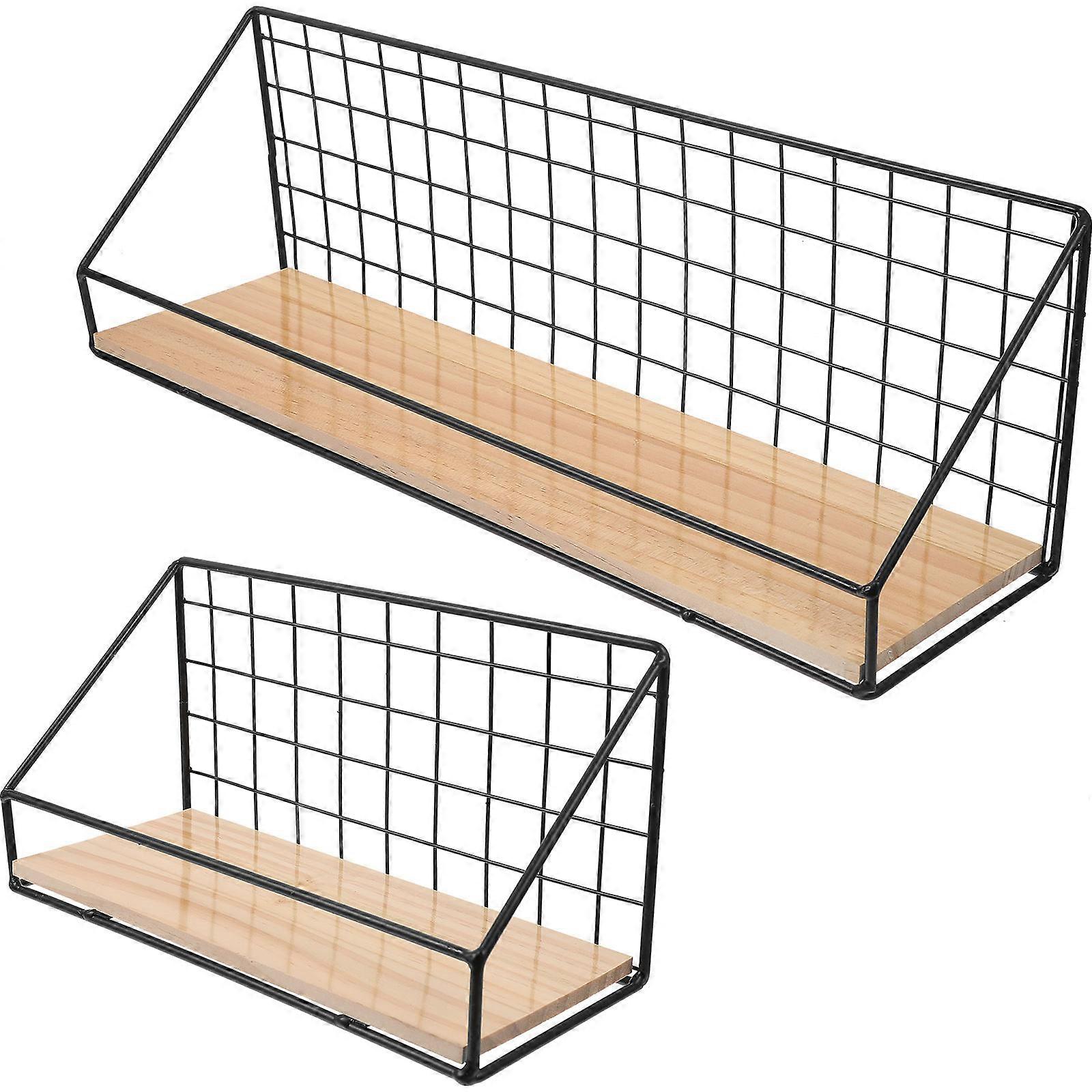 Small Floating Shelves Wall Mounted Storage Rack Home Use 45X12CM Space Saving 2Pcs
