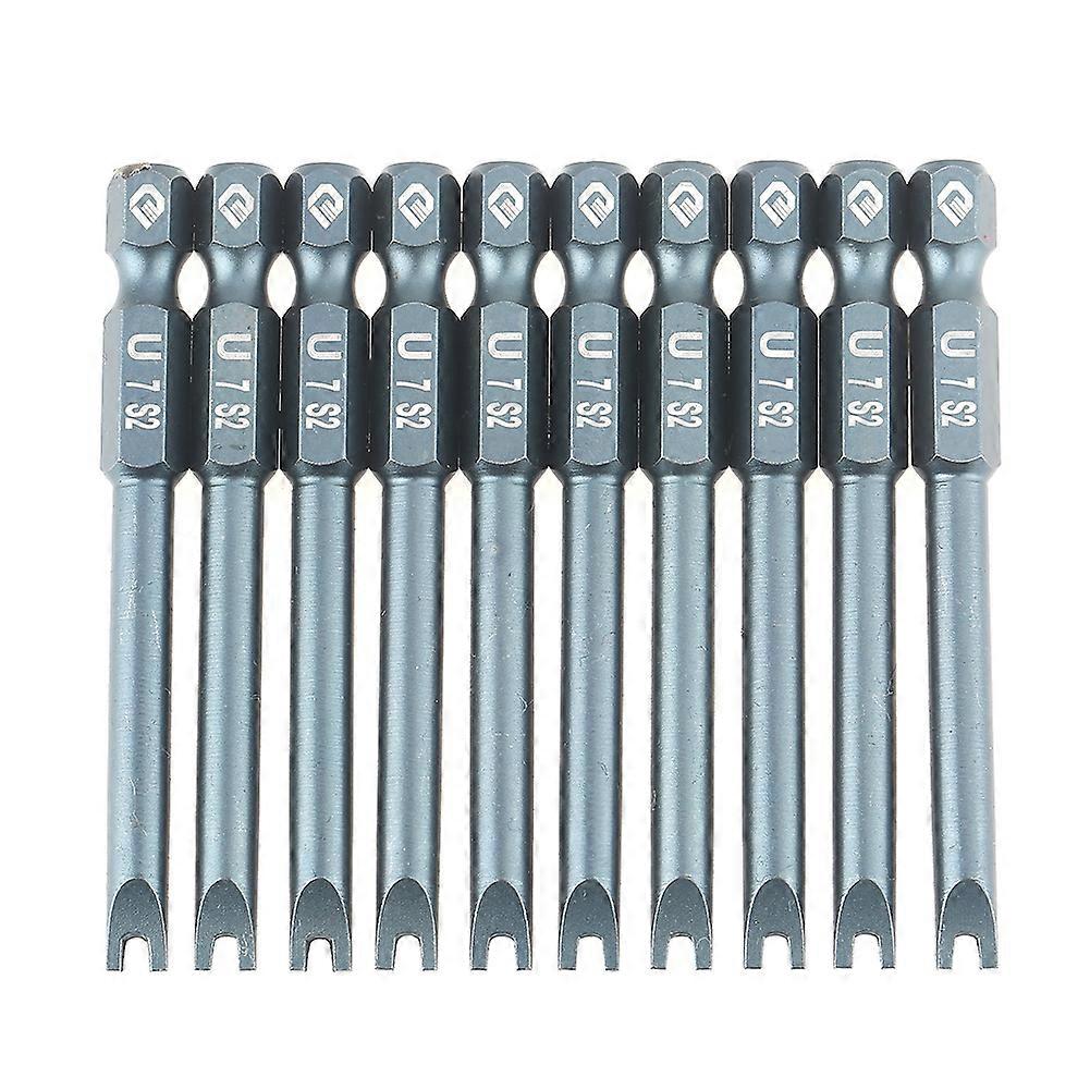 10pcs 1/4inch Hex Shank 65mm S2 Alloy Steel U Shaped Screwdriver Bits Set H6.3*65*U7