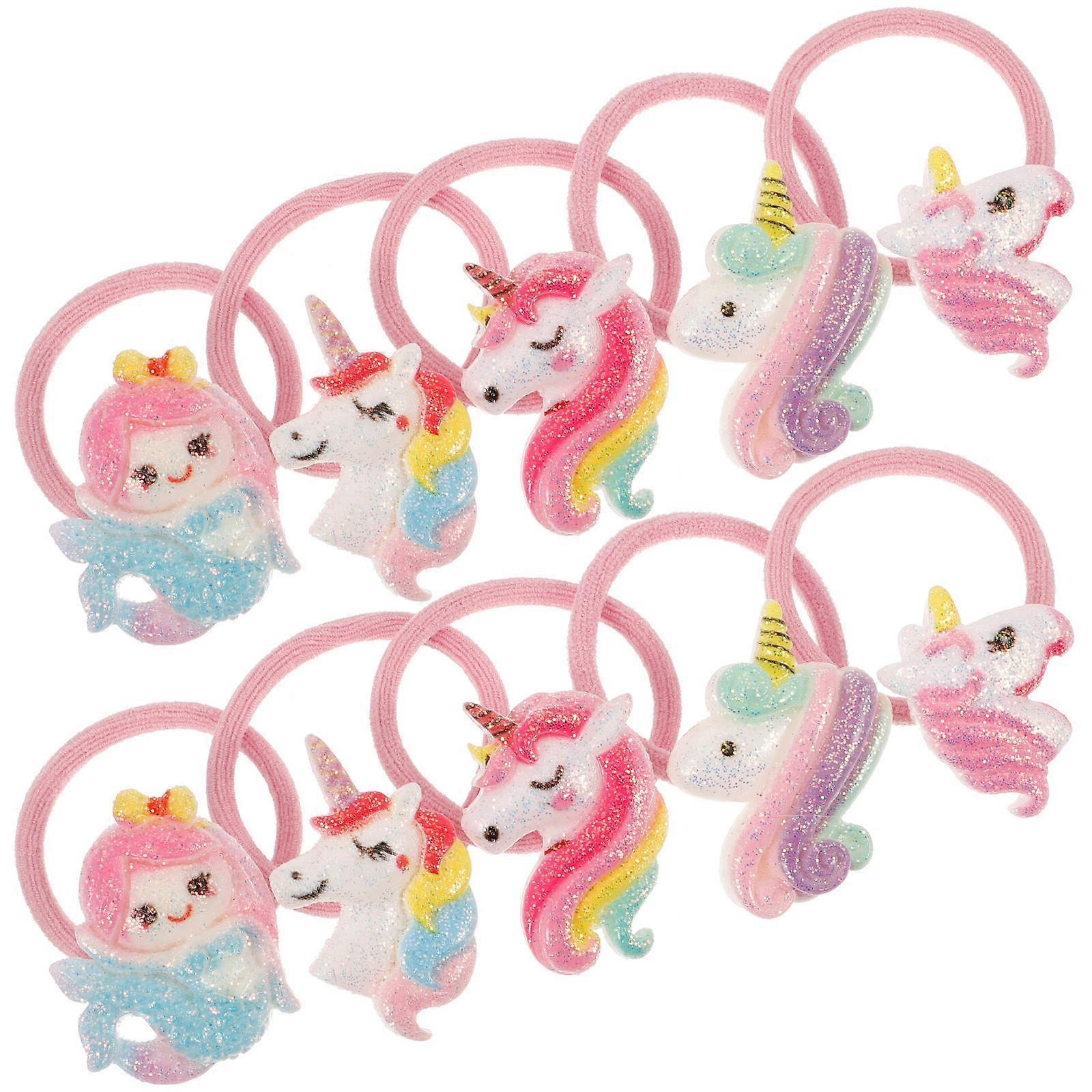 Hair Ties Elastic Hair Bands Ponytail Holders Girls Daily Use Assorted Color 5Pairs