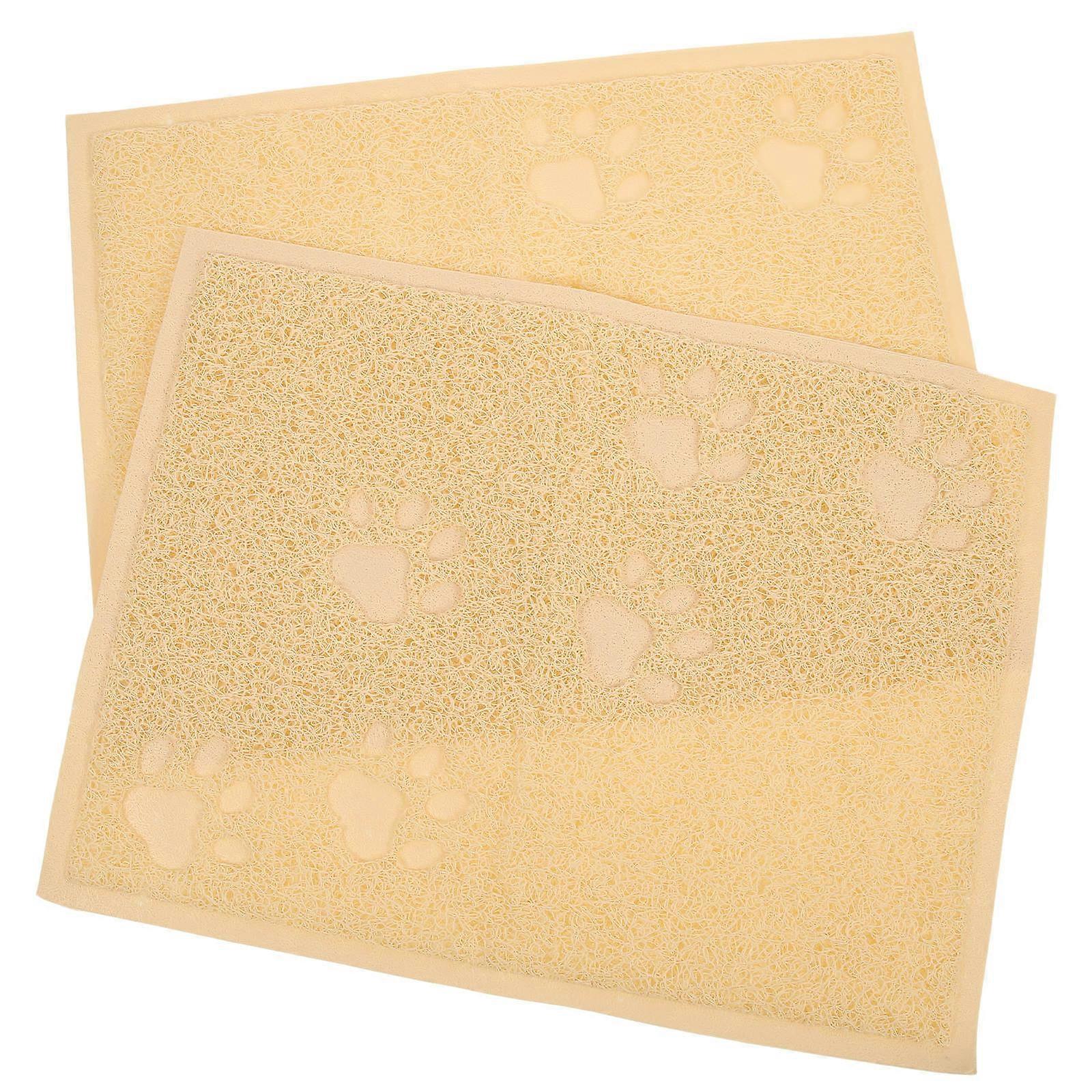 Cat Litter Mat Adorable Litter Box Mat Non Slip Cat Litter Mat Pet Supplies Daily Use Beige Rectangular Durable 2Set