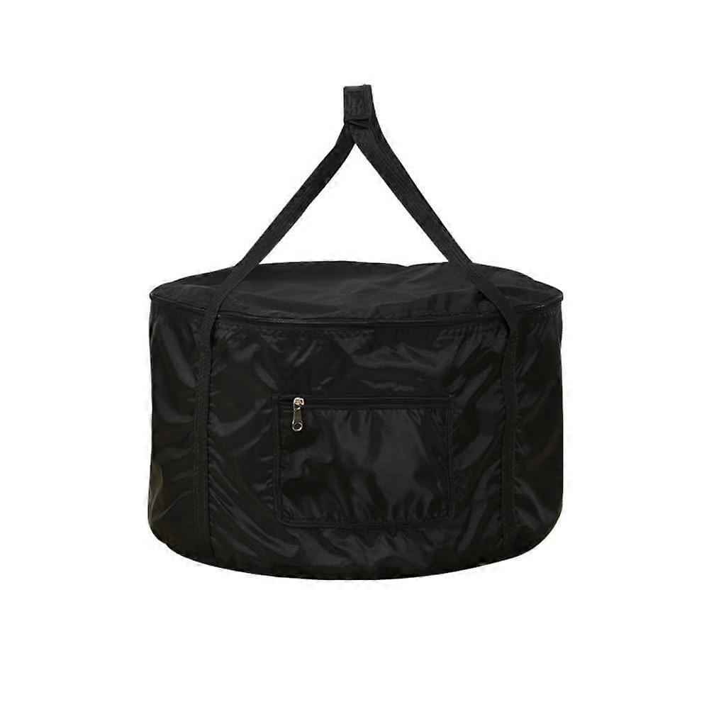 Waterproof Oxford Fabric Camping Storage Bag - Large Capacity Round Handbag for BBQ Tableware, Black, Portable, Multilayer