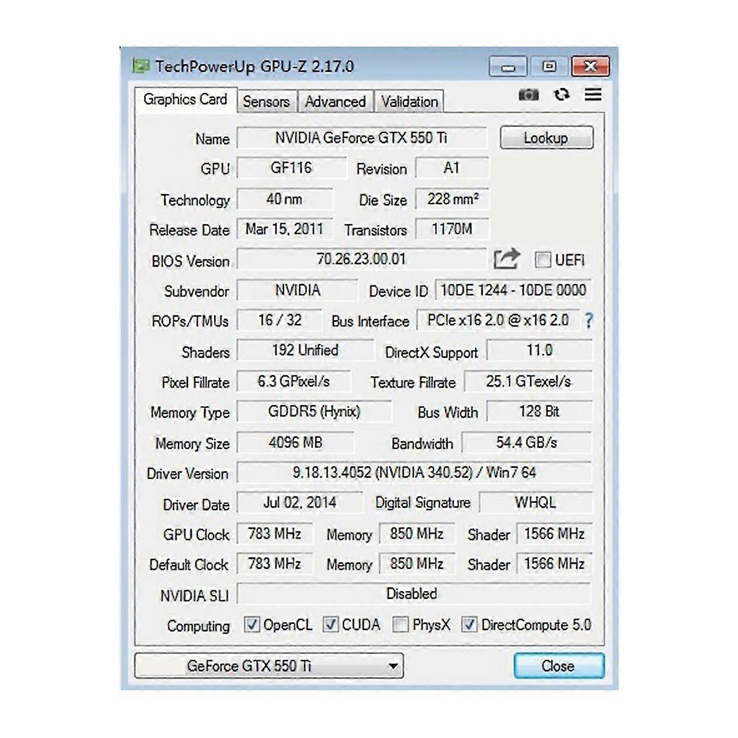 GTX 550Ti 4GB GDDR5 128bit Computer Grafikkarte Gaming Grafikkarte für PCI-Express 2.0 Computer Inde