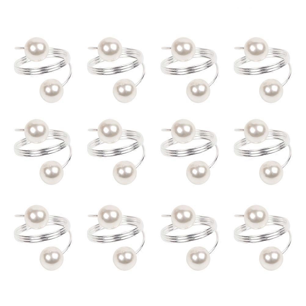 Pearl Napkin Rings for Family and Event Organizers Formal Table Decoration 12Pcs