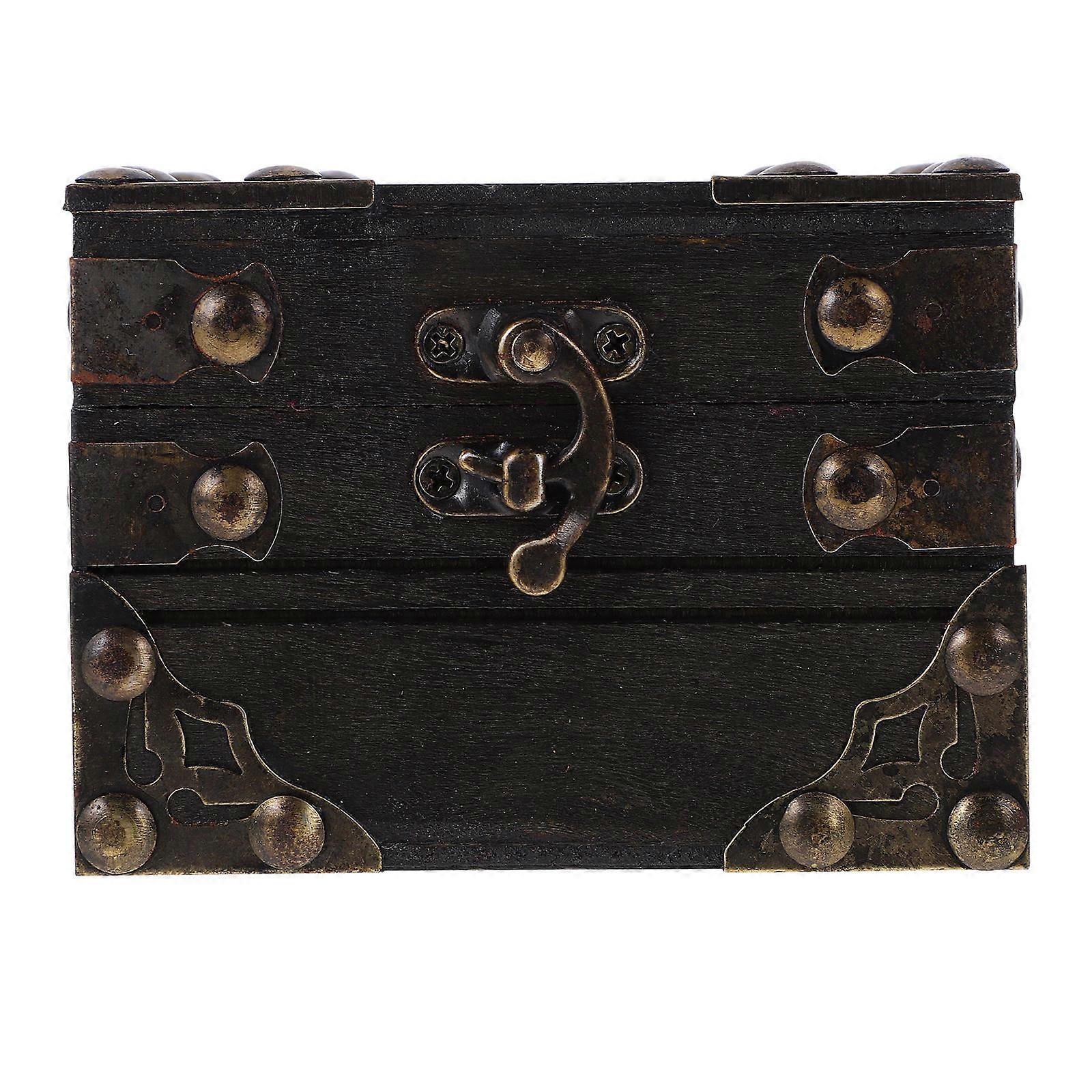 Desk Storage Trinket Box Wooden Storage Box For Everyday Use Vintage Gray 10.60X10.60X8.00CM Storage 1Pcs