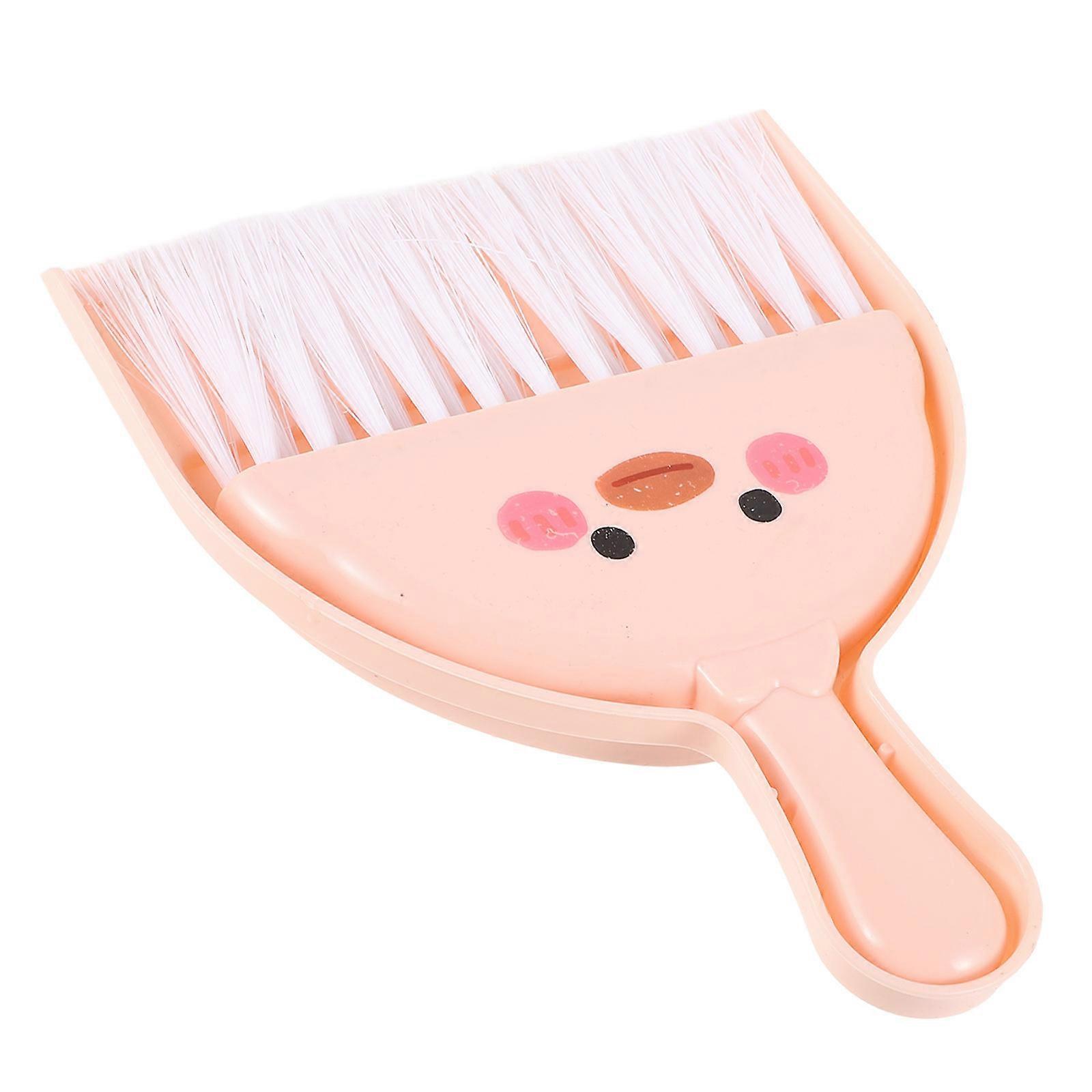 Mini Hand Broom Pink Plastic For Office Workers 1Set