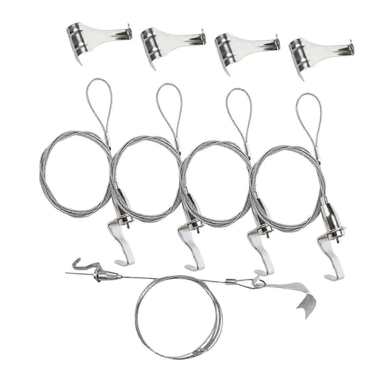5-Piece Picture Hanging Set with Heavy-Duty Metal Clips, Wire Hangers, and Drywall Picture Hooks in Silver