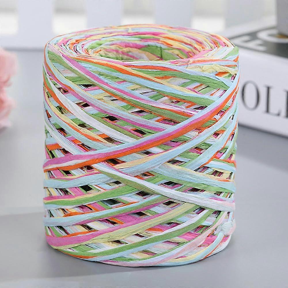 200m Natural Bast Straw Yarn for DIY Handmade Beach Bag Cord, Eco-Friendly Crochet Grass Paper Rope, 10mm Thickness