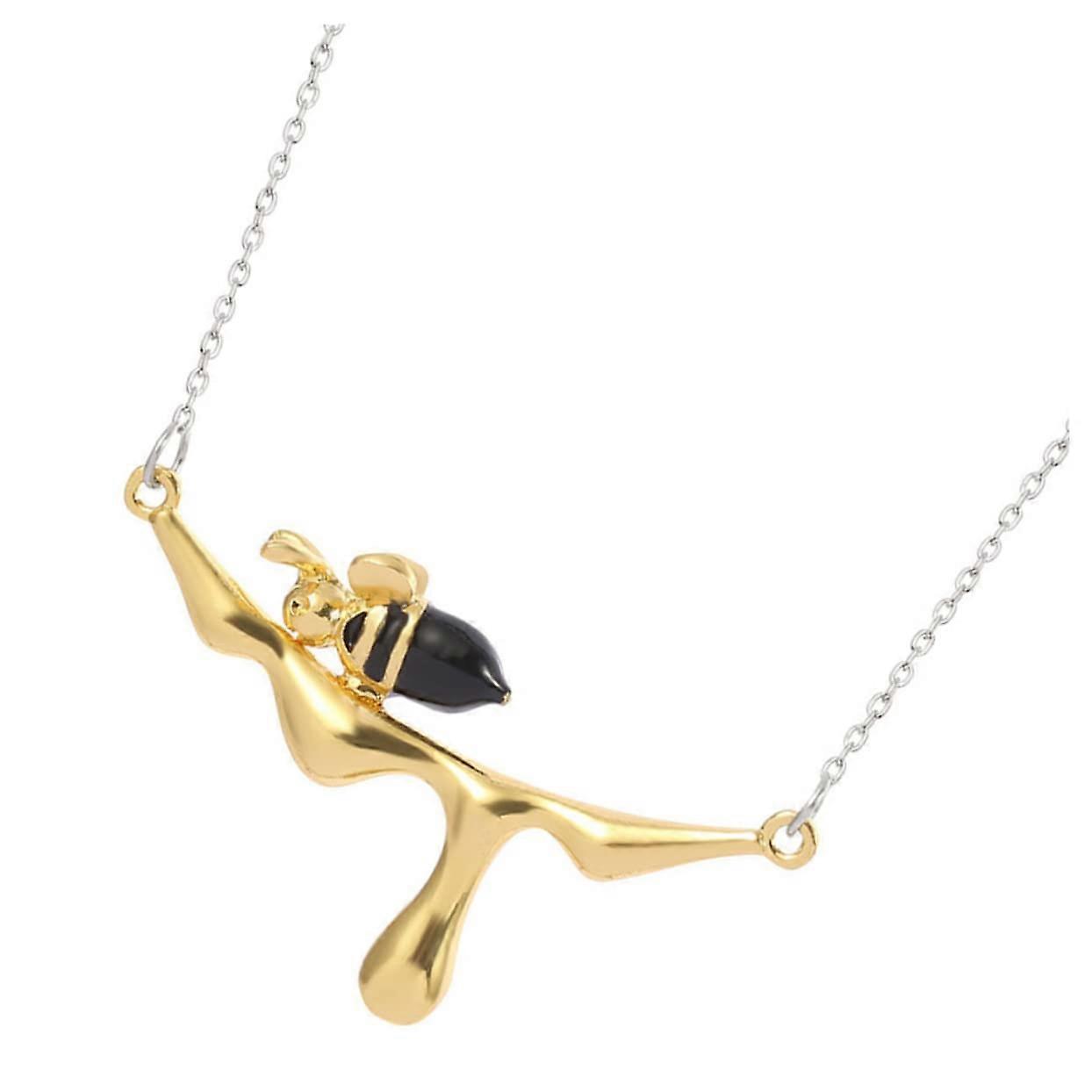 Elegant Women's Necklace with Bee Pendant and Dripping Honey Design, Lightweight Metal Chain for Daily Wear and Special Occasions, Stylish