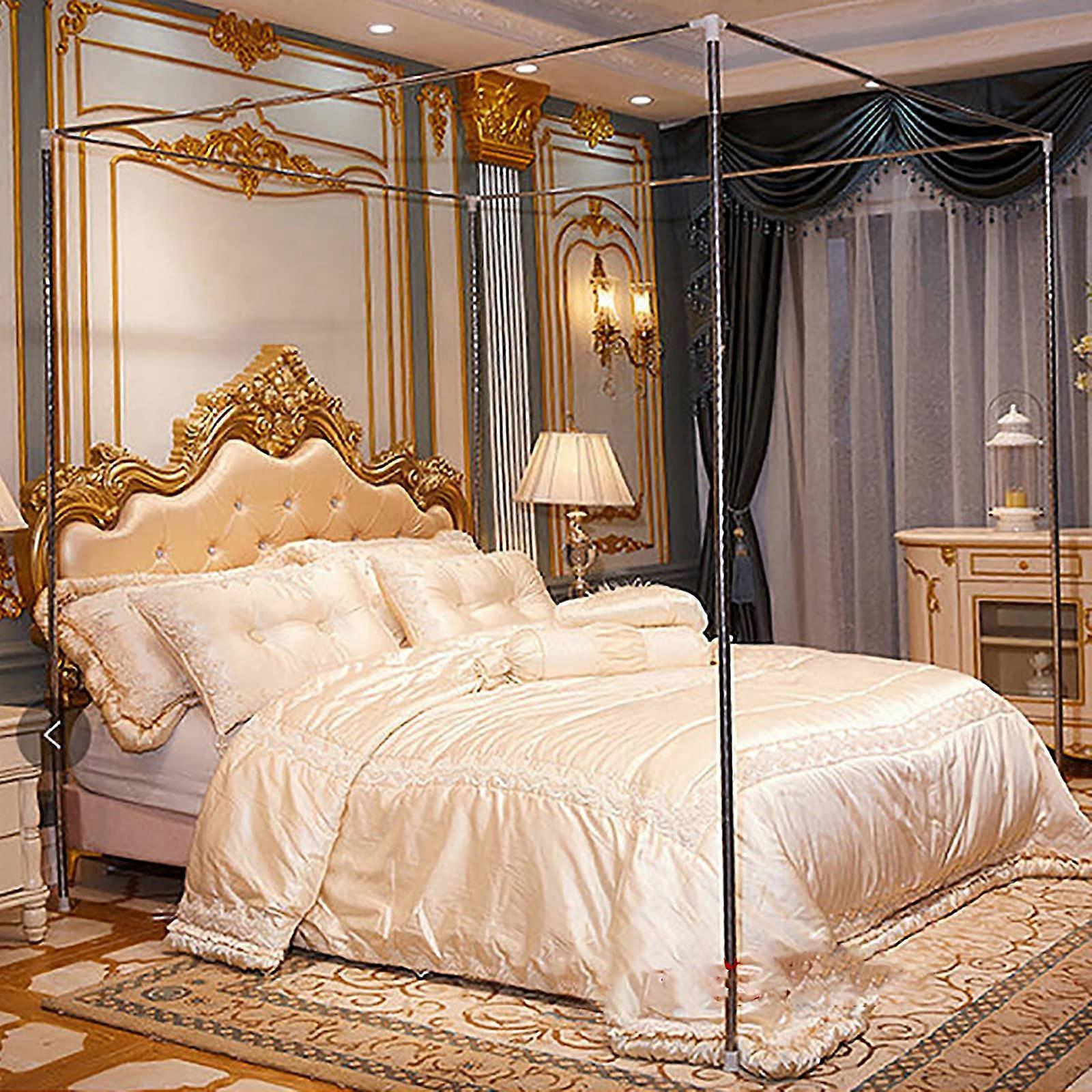 Canopy Bed Frame, Mosquito Net Frame, Stainless Steel Bed Curtain Post, 4 Corner