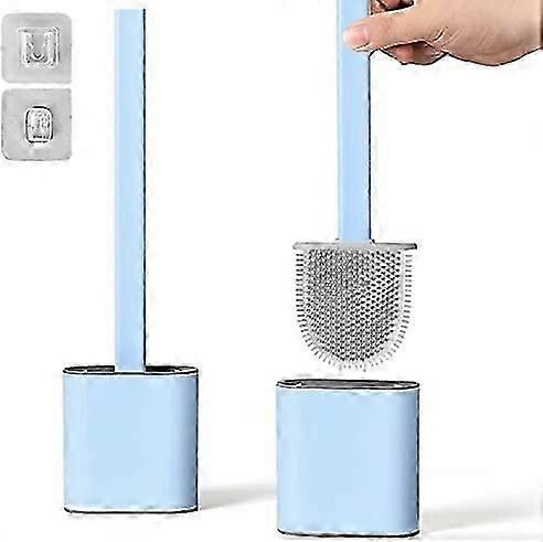 Silicone Toilet Brush & Holder Set - Deep Clean & Quick-Drying (Blue)