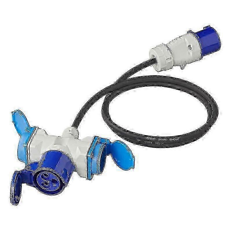 Adapter cable 150cm 3x2.5mm from CEE connector to 2xSchuko + 1xCEE socket