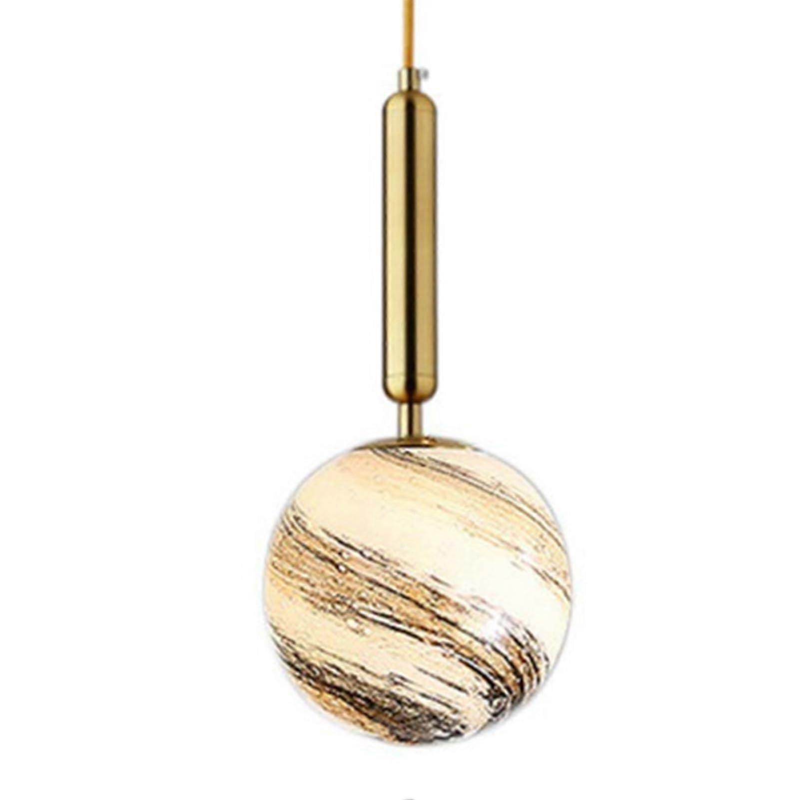Pendant Lamp with Battery, Remote, 6 RGB Colors, Adjustable Brightness, Fabric Shade, Gold