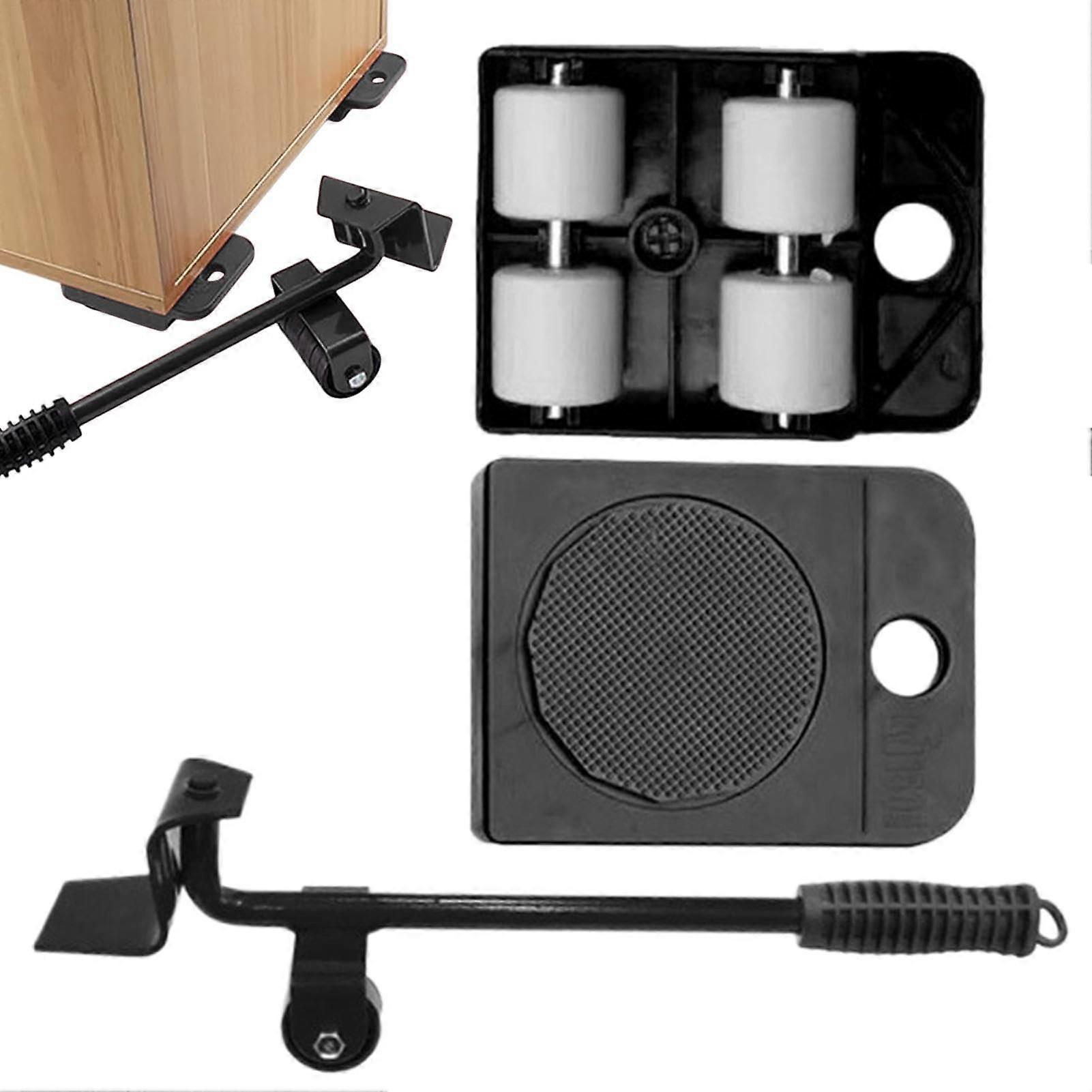 Moving Castors for Heavy Furniture - High Performance Rotating Wheels for Lifting, Sofa, Bed, and Piano Moving Device, Black