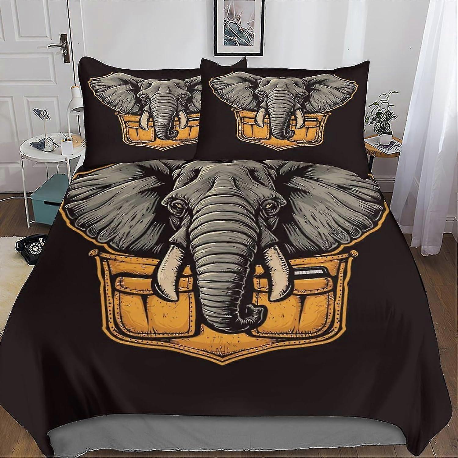 Vibrant Animal 3D Print Quilt Cover 3-piece Bedding Set with Microfiber and Hidden Zipper Closure and Pillowcases