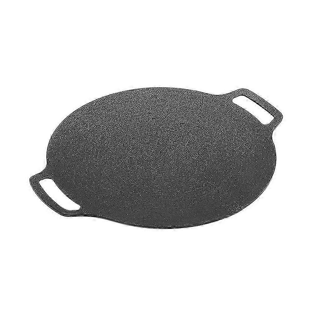 35cm Thick Cast Iron Frying Pan Flat Pancake Griddle Non-Stick BBQ Induction Cooker Open Cooking Pot