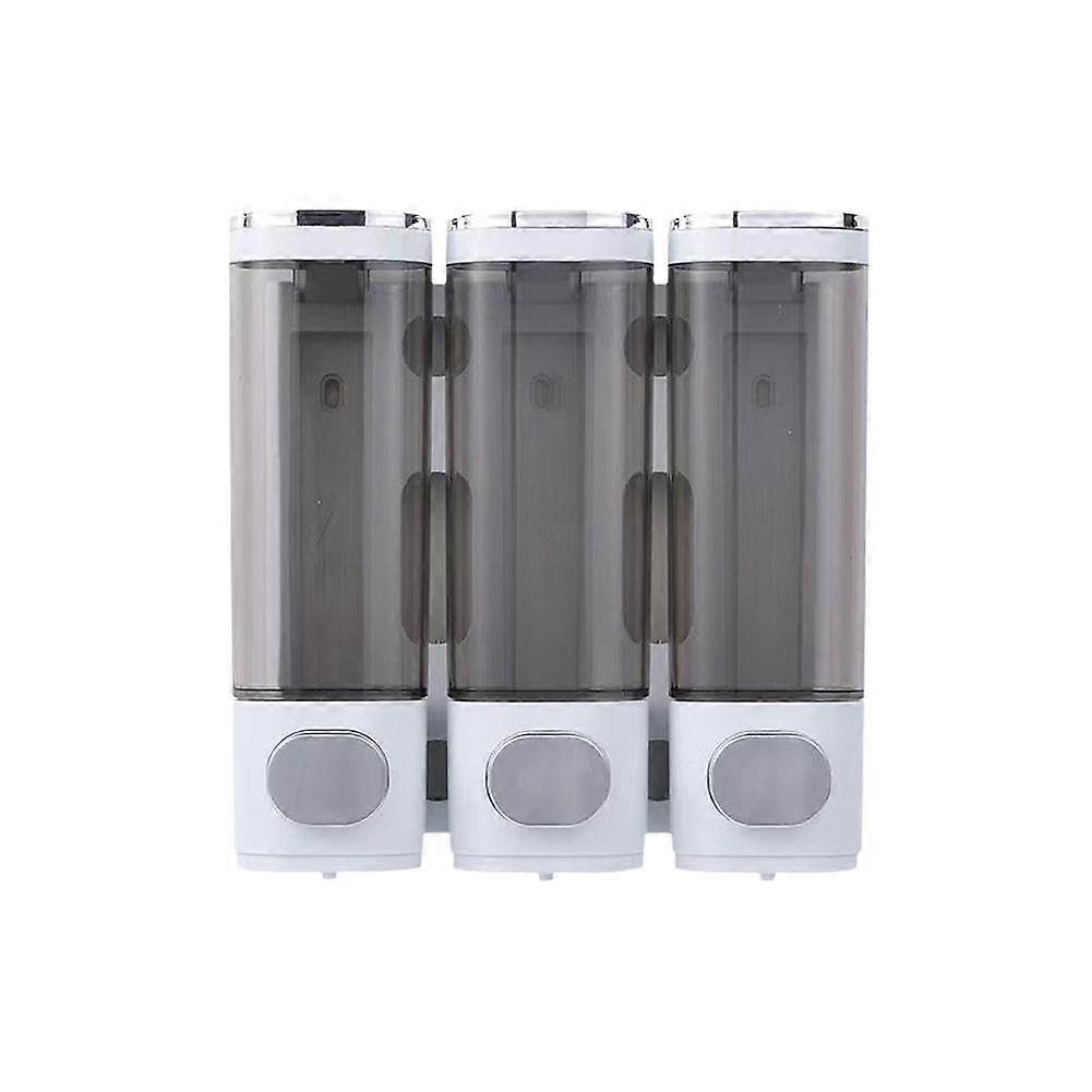 Shampoo and conditioner dispenser, 3 chambers, no drilling, shower caddy, white