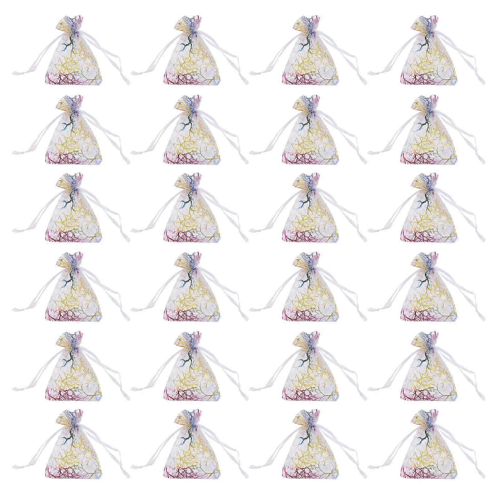 Hot Stamping Organza Bags Colorful Gold Drawstring Pouches For Birthday Baby Shower Bridal Shower 100Pcs