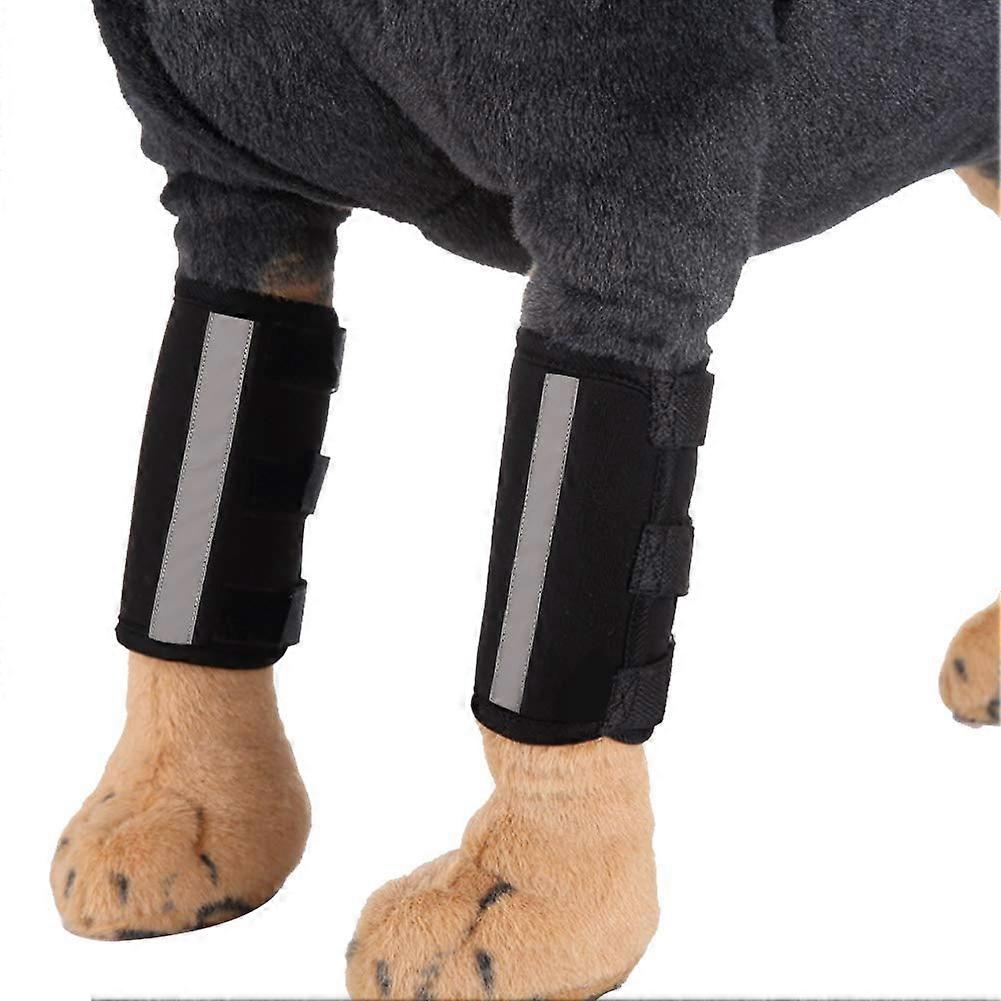 Dog Front Leg Pads Pair Elbow Protectors for Large Dogs Knee Black Home Use Size L